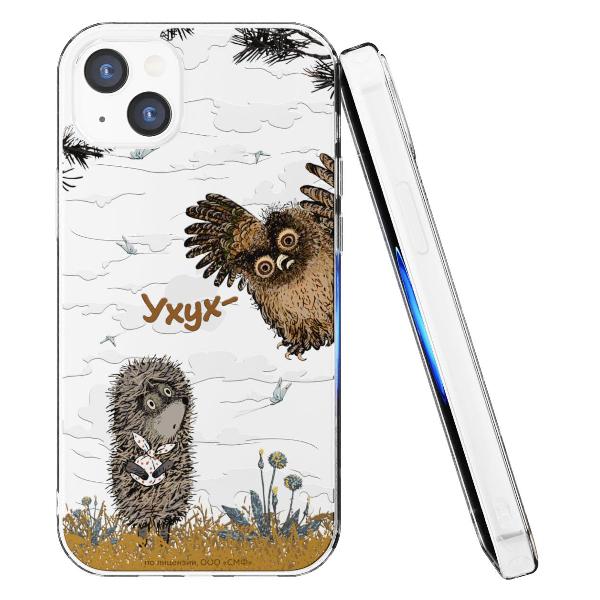 Чехол Mcover для iPhone 14 Plus, Ежик в тумане и сова