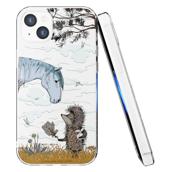Чехол Mcover для iPhone 14 Plus, Ежик в тумане и лошадка
