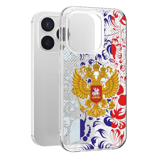 Чехол Mcover для iPhone 14 Pro, Герб Российской Федерации