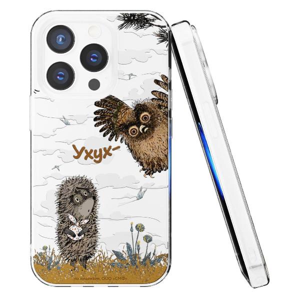 Чехол Mcover для iPhone 14 Pro, Ежик в тумане и сова