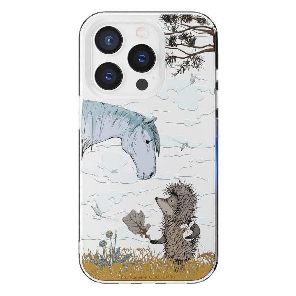 Чехол Mcover для iPhone 14 Pro, Ежик в тумане и лошадка
