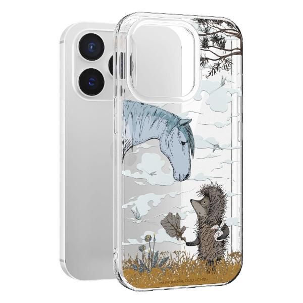 Чехол Mcover для iPhone 14 Pro, Ежик в тумане и лошадка