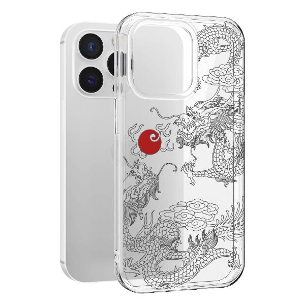 Чехол Mcover для iPhone 14 Pro Max Японский дракон инь, аниме