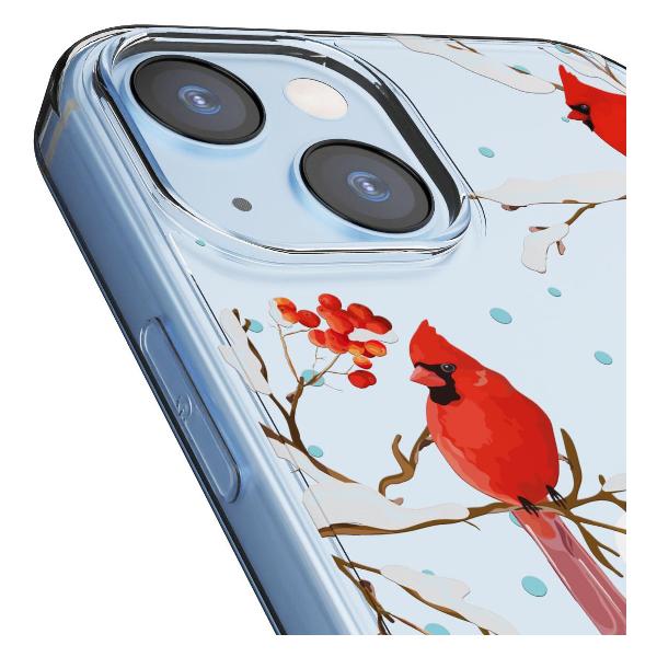 Чехол Mcover для iPhone 15, Рябина, снегири, зима