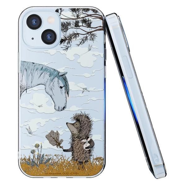 Чехол Mcover для iPhone 15, Ежик в тумане и лошадка