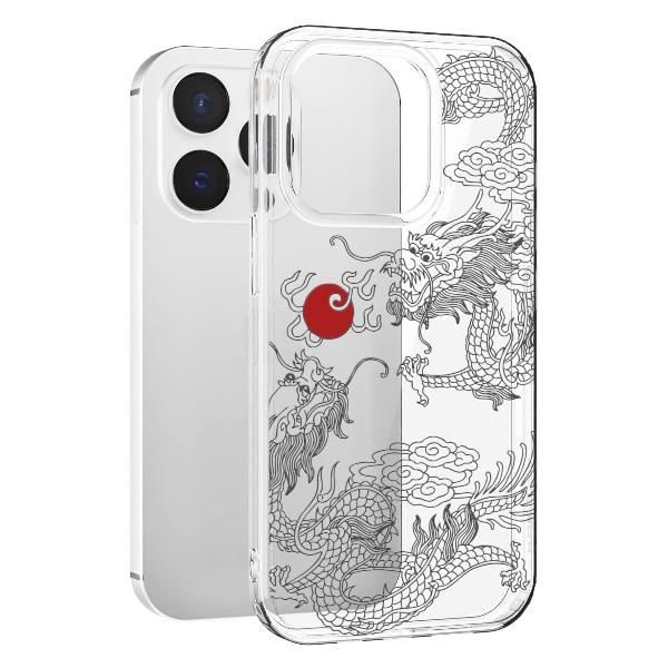Чехол Mcover для iPhone 15 Pro, Японский дракон инь, аниме