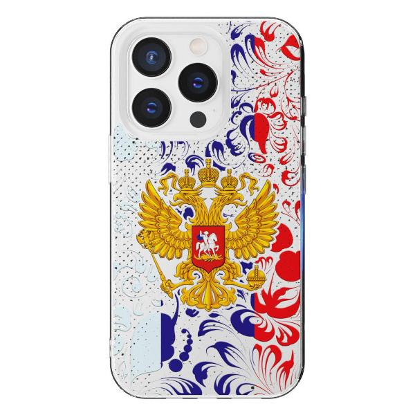 Чехол Mcover для iPhone 15 Pro, Герб Российской Федерации