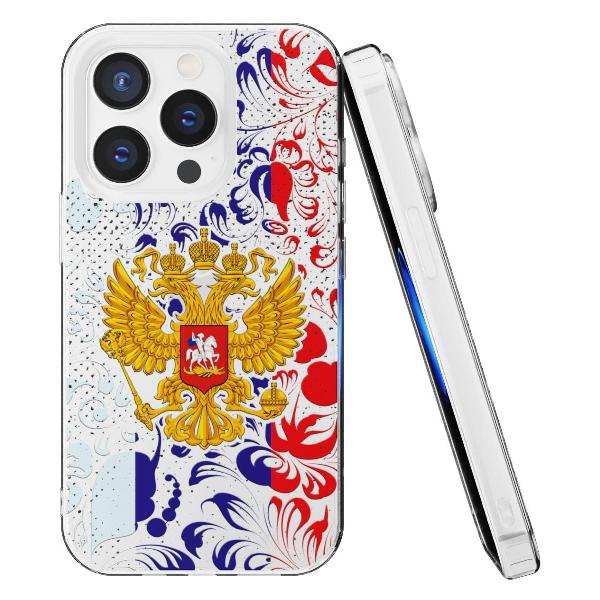 Чехол Mcover для iPhone 15 Pro, Герб Российской Федерации