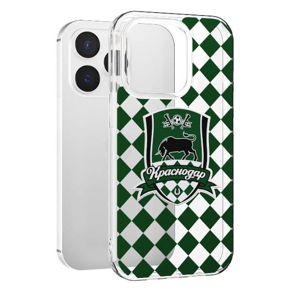 Чехол Mcover для iPhone 15 Pro, Краснодар: Эмблема на черном