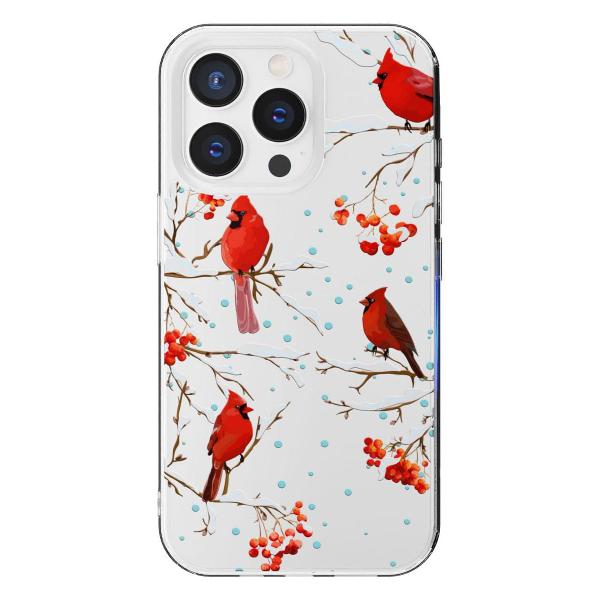 Чехол Mcover для iPhone 15 Pro Max, Рябина, снегири, зима