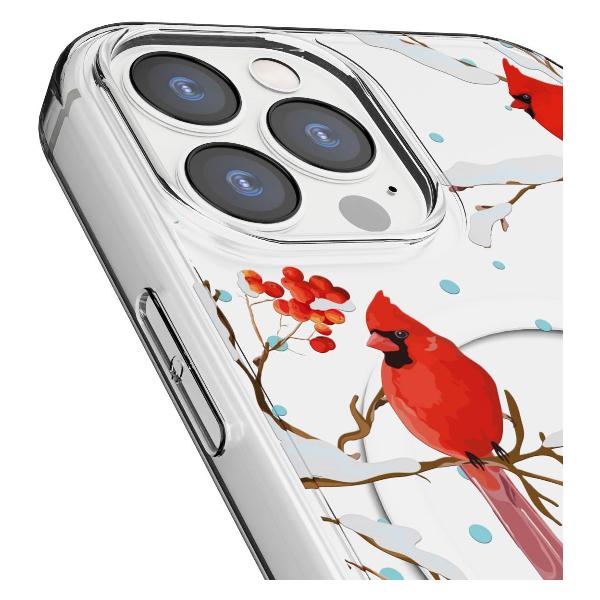 Чехол Mcover для iPhone 12 Pro Max, с MagSafe, Рябина, снегири