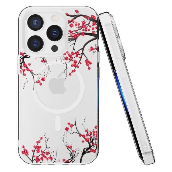 Чехол Mcover для iPhone 14 Pro, с MagSafe, Сакура цветущая