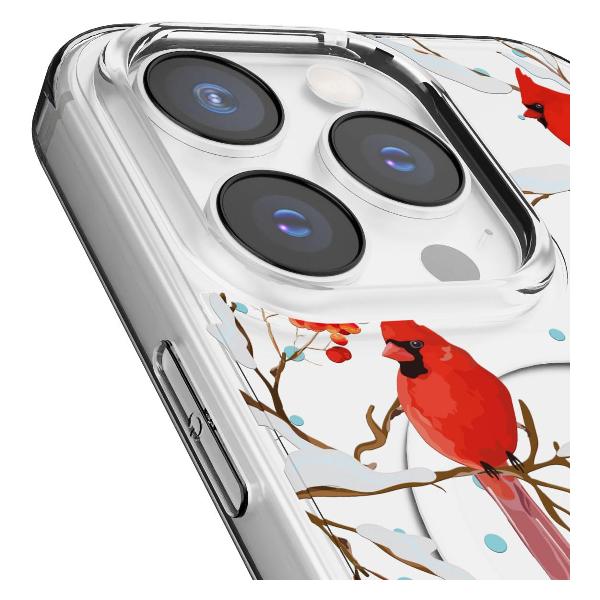 Чехол Mcover для iPhone 14 Pro, с MagSafe,Рябина, снегири