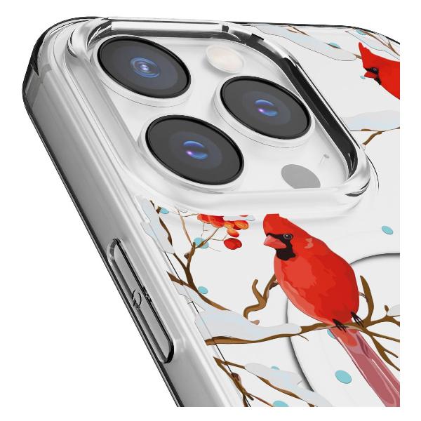 Чехол Mcover для iPhone 14 Pro Max с MagSafe,Рябина, снегири