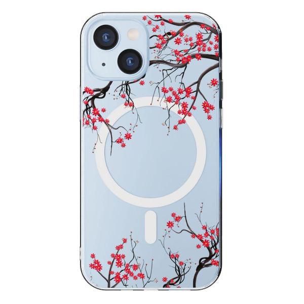 Чехол Mcover для iPhone 15, с MagSafe, Сакура цветущая фото