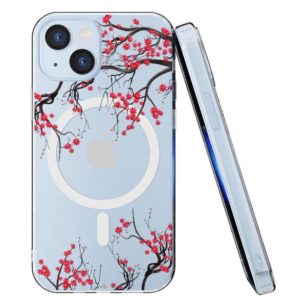 Чехол Mcover для iPhone 15, с MagSafe, Сакура цветущая