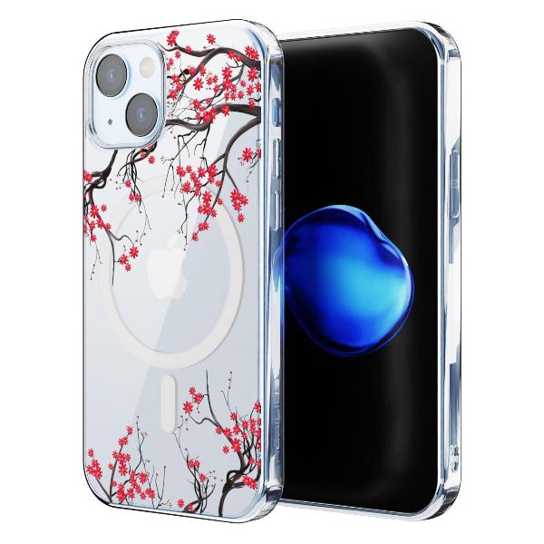 Чехол Mcover для iPhone 15, с MagSafe, Сакура цветущая