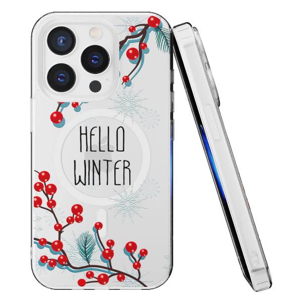 Чехол Mcover для iPhone 15 Pro, с MagSafe, Привет, Зима