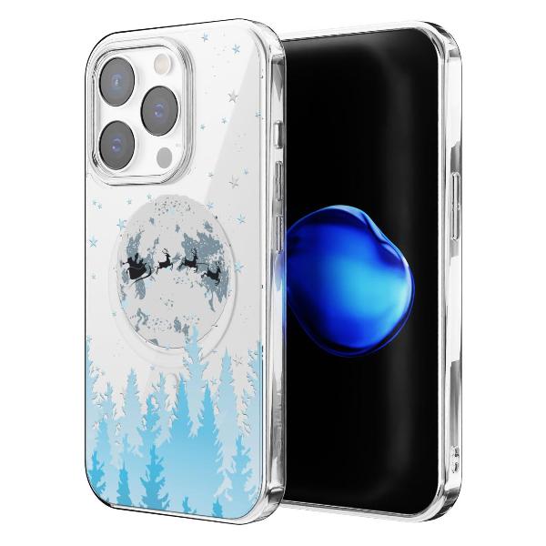 Чехол Mcover для iPhone 15 Pro, с MagSafe, Олени Санты