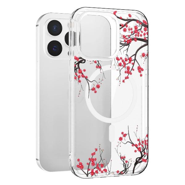 Чехол Mcover для iPhone 15 Pro Max, с MagSafe,Сакура цветущая