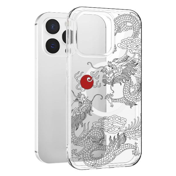 Чехол Mcover для iPhone 15 Pro Max, с MagSafe,Японский дракон