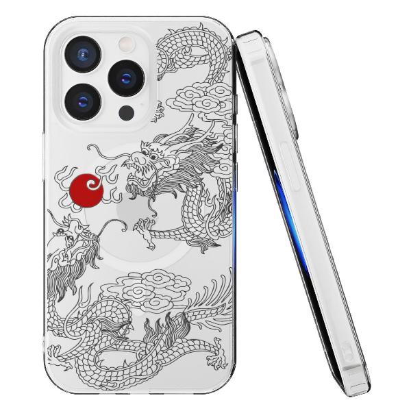 Чехол Mcover для iPhone 15 Pro Max, с MagSafe,Японский дракон