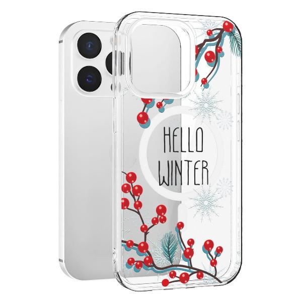 Чехол Mcover для iPhone 15 Pro Max, с MagSafe, Привет, Зима