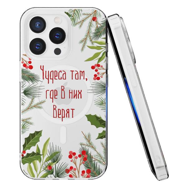 Чехол Mcover для iPhone 15 Pro Max, с MagSafe, Рождество