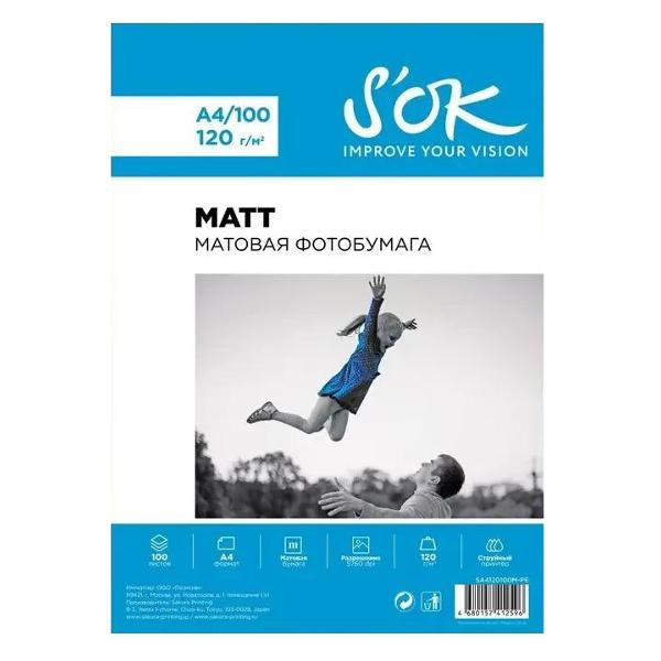 Фотобумага для принтера S'ok SA4120100M-PE