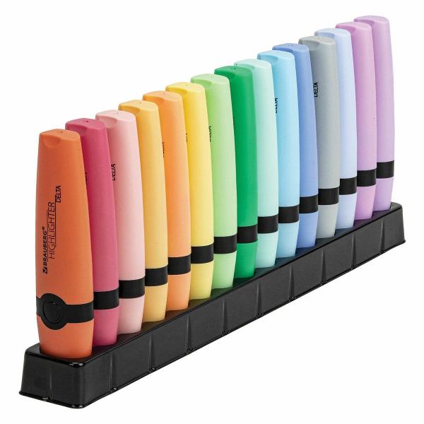 Текстовыделители Brauberg DELTA PASTEL 15 цветов