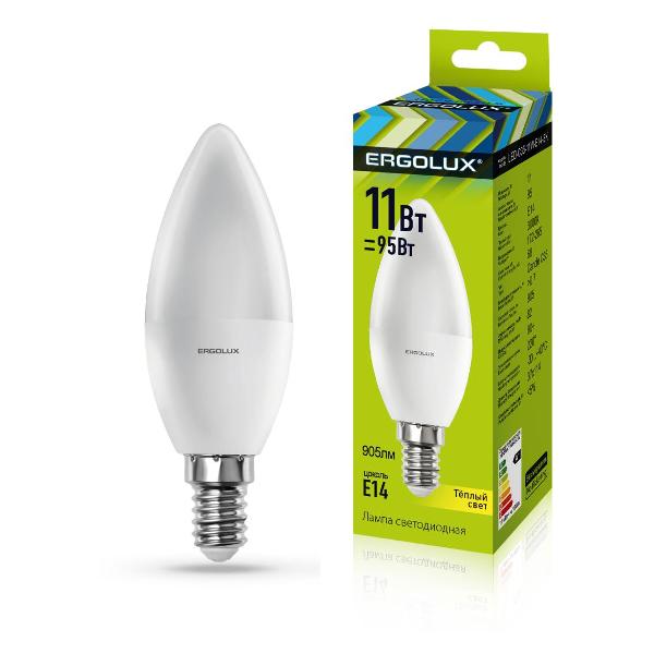 Лампа Ergolux LED-C35-11W-E14-3K (10 шт.)