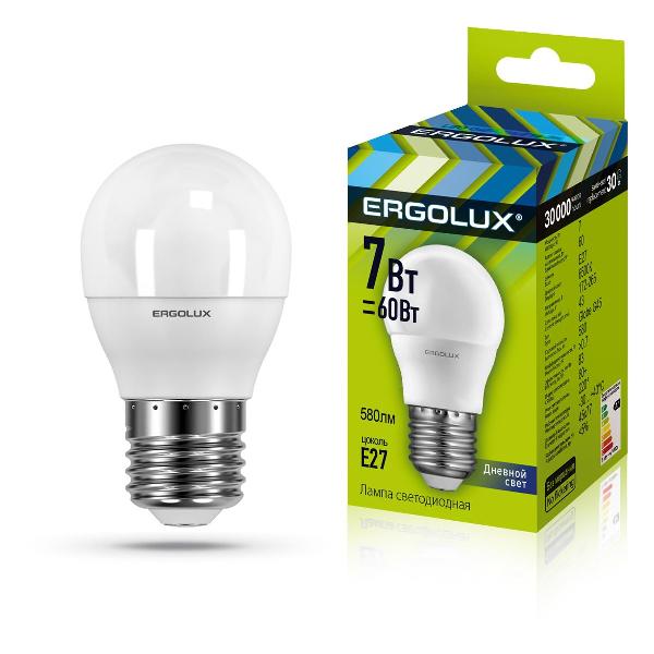 Лампа Ergolux LED-G45-7W-E27-6K (10 шт.)