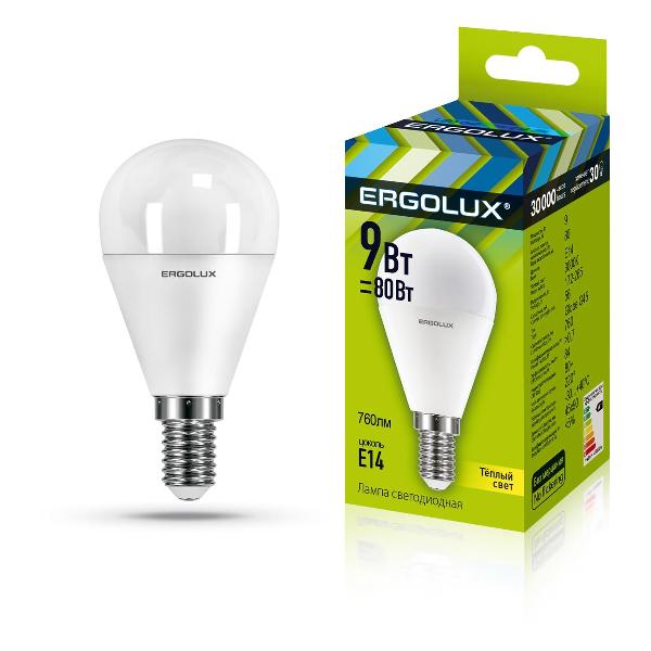 Лампа Ergolux LED-G45-9W-E14-3K (10 шт.)