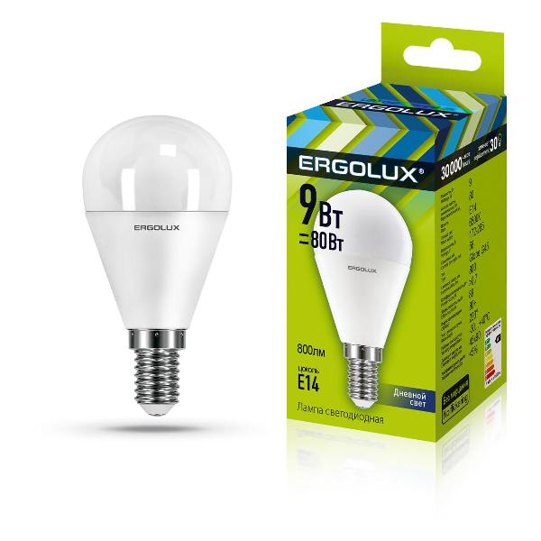 Лампа Ergolux LED-G45-9W-E14-6K (10 шт.)