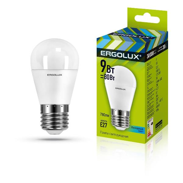 Лампа Ergolux LED-G45-9W-E27-4K (10 шт.)