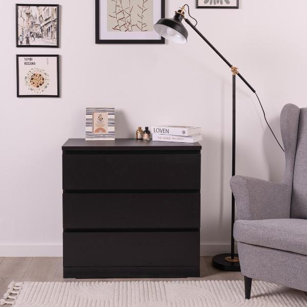 Комод бельевой Гуд Лакк Варма 3 80х77х40 шпон ясень черный