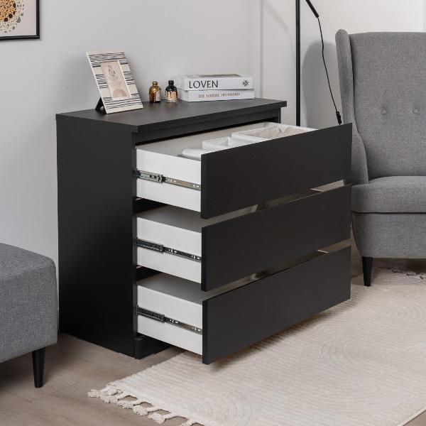 Комод бельевой Гуд Лакк Варма 3 80х77х40 шпон ясень черный