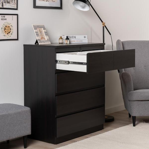 Комод бельевой Гуд Лакк Варма 4 80х100х40 шпон ясень черный