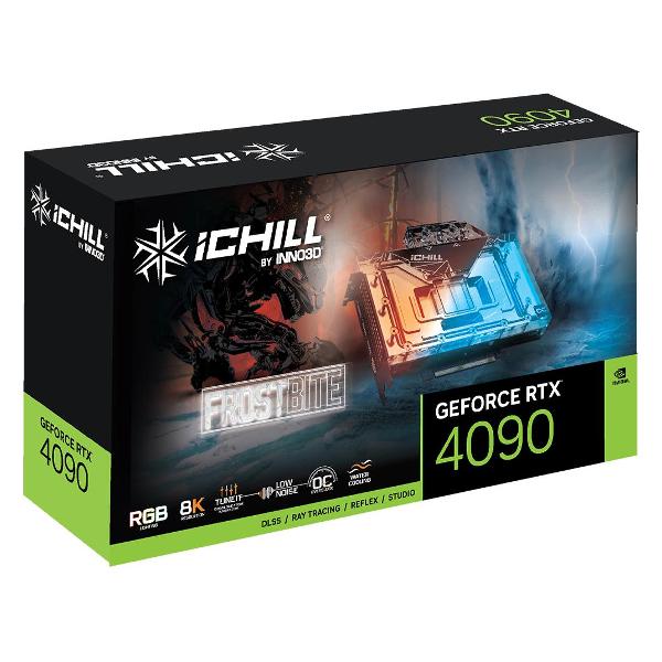 Видеокарта INNO3D RTX4090 ICHILL FROSTBITE 24GB GDDR6X 384-bit DPx3 HDMI 2580MHz
