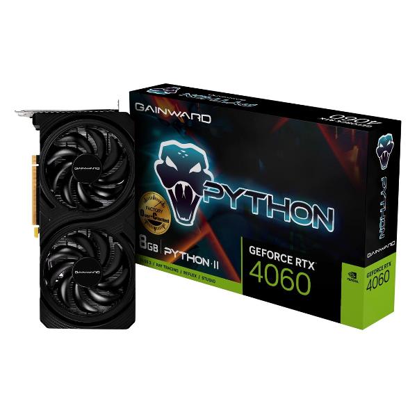 Видеокарта Gainward RTX4060 PYTHON II OC 8GB GDDR6 128bit 3xDP HDMI 2FAN RTL