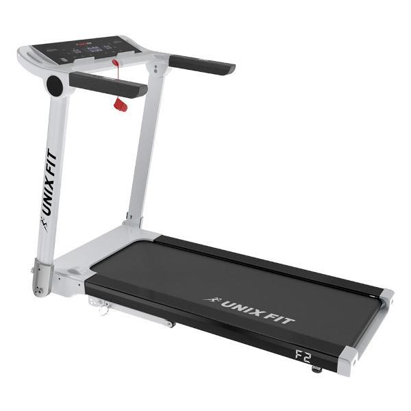 Беговая дорожка для дома UnixFit высокотехнологичная / Hi-tech F2 холодный белый складная, бесконтактное управление, пиковая мощность 3 л.с. до 120 кг, скорость 0.8-16 км/ч, угол наклона 0-15%