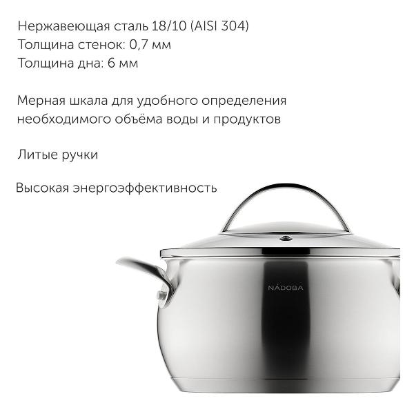 Кастрюля Nadoba 18 см/2л LINDA с крышкой