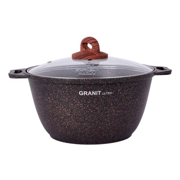 Кастрюля Kukmara Granit ultra, 4 л со стеклянной крышкой фото
