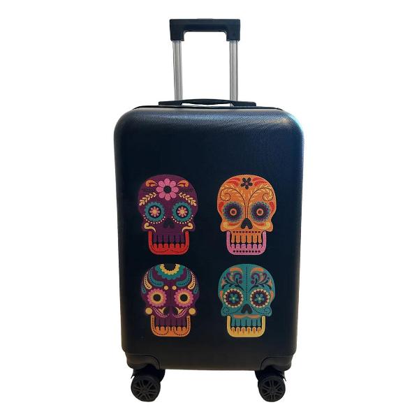 Чемодан Lats 20" 4 черепа черный (арт. 681)