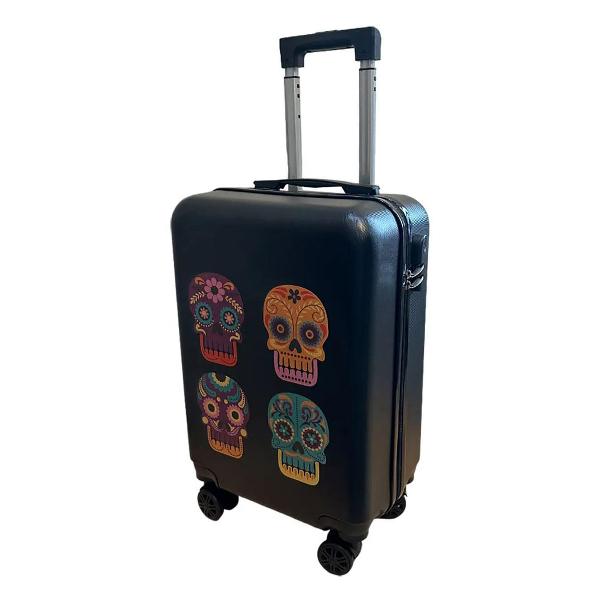 Чемодан Lats 20" 4 черепа черный (арт. 681)