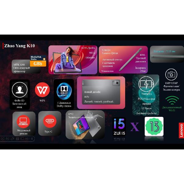 Планшет Lenovo ZHAOYANG K10 (TB330FU) Wi-Fi 8/128ГБ Серый