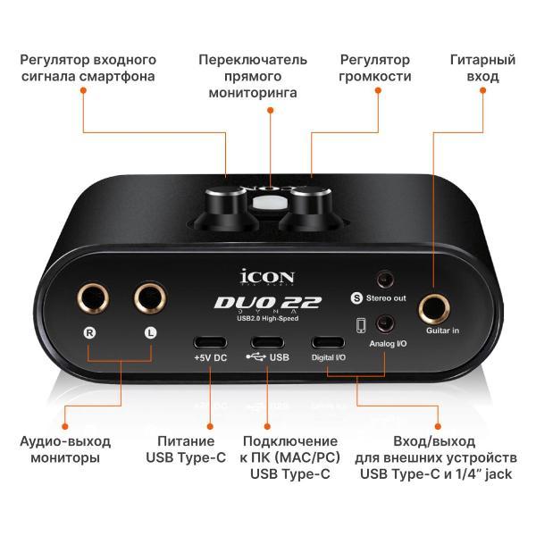 Внешняя звуковая карта iCON Duo22 Dyna B