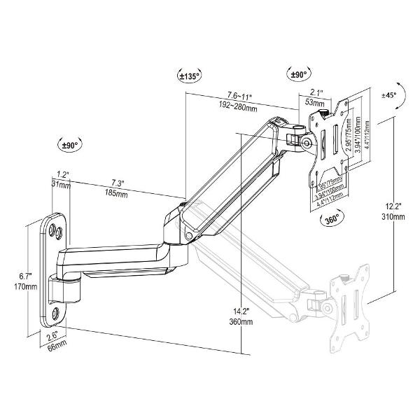 Кронштейн для монитора Polarland PWGA1