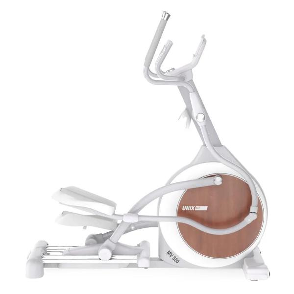 Эллипсоид UnixFit MV-850 (Авто наклон / Auto Incline) дерево электромагнитный, кардио тренажер для дома, эллипсоид, до 150 кг, шаг 52 см, маховик 22 кг, 32 уровня нагрузки