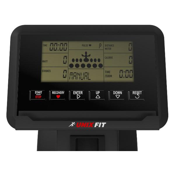 Гребной тренажер для дома UnixFit 410 магнитный, кардио тренажер спортивный для спины, ног и рук, до 130 кг